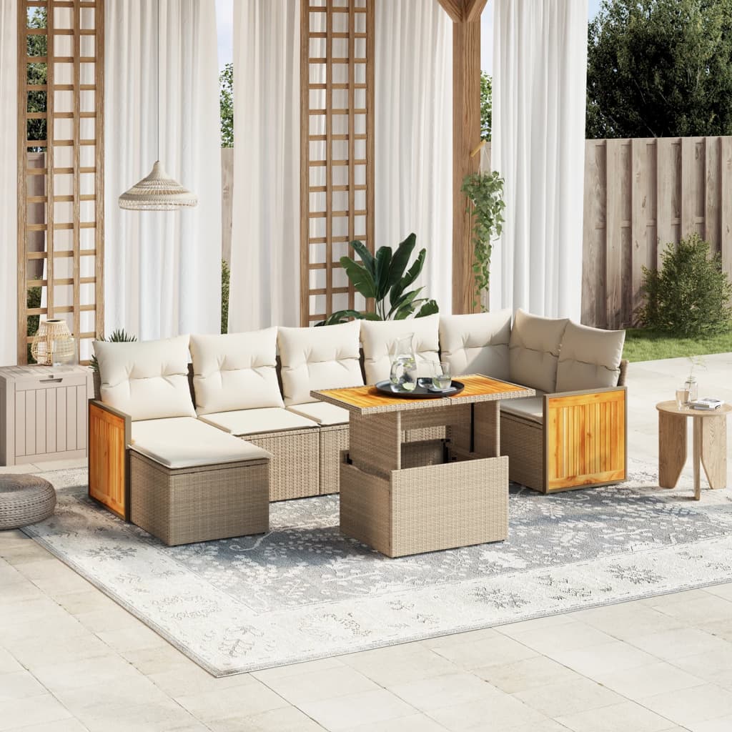 Set Mobilier De Grădină Cu Perne, 8 Piese, , Poliratan