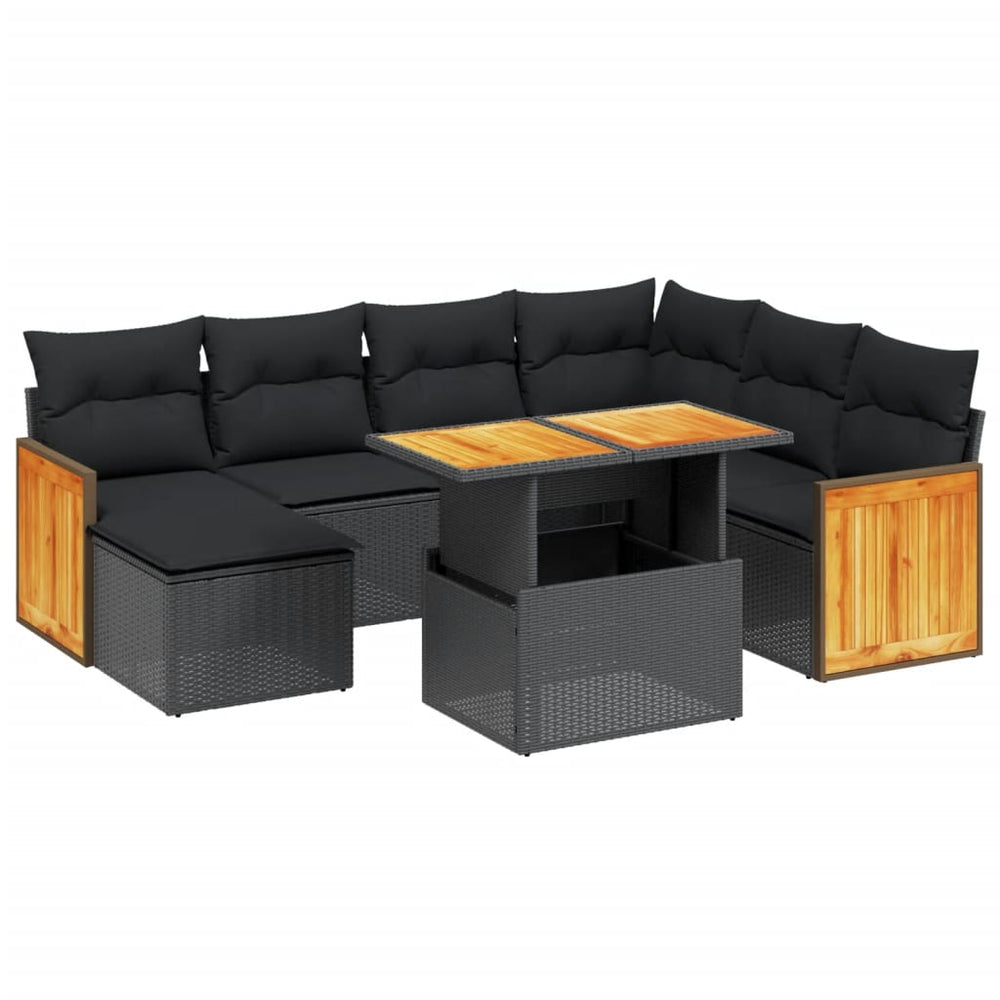 Set Mobilier De Grădină Cu Perne, 8 Piese, , Poliratan