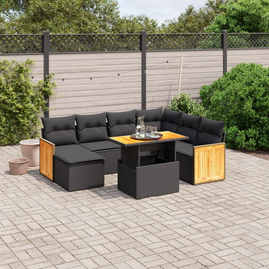 Set Mobilier De Grădină Cu Perne, 8 Piese, , Poliratan
