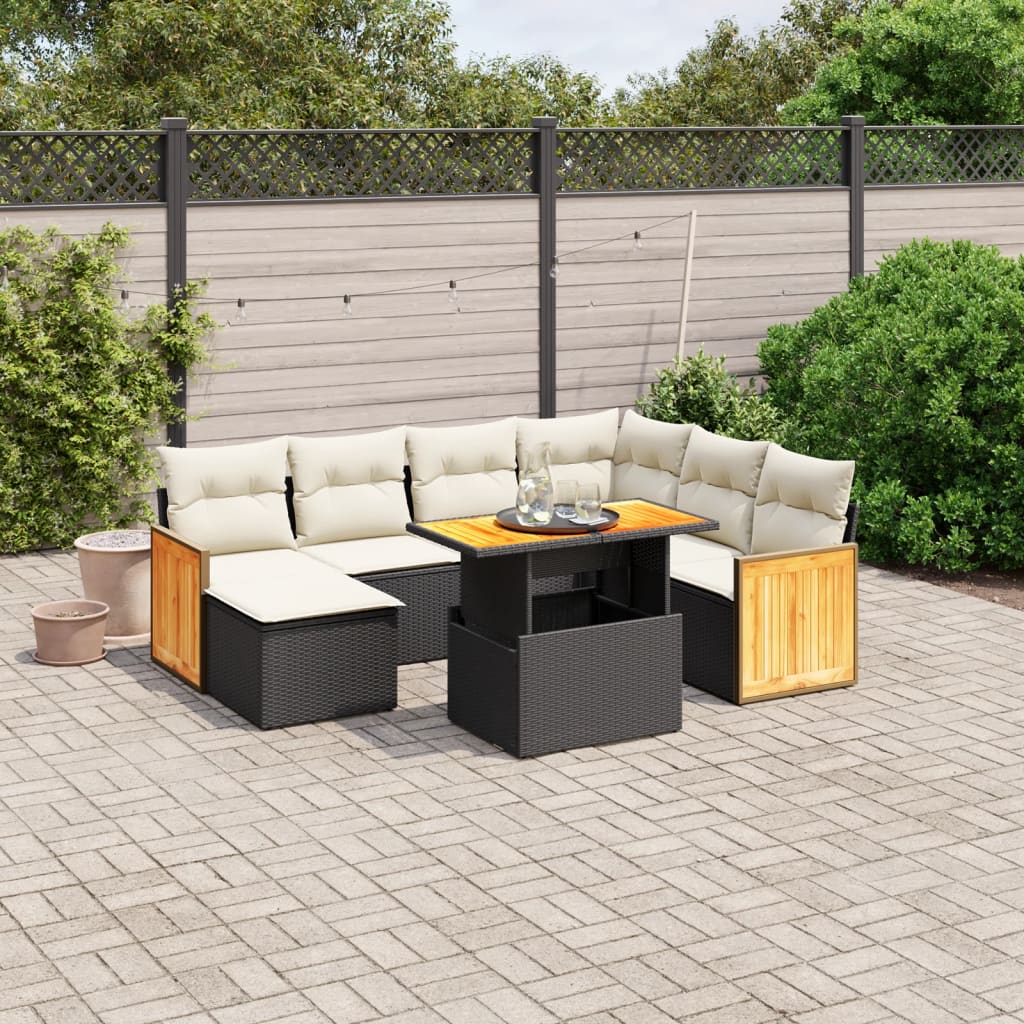 Set Mobilier De Grădină Cu Perne, 8 Piese, , Poliratan