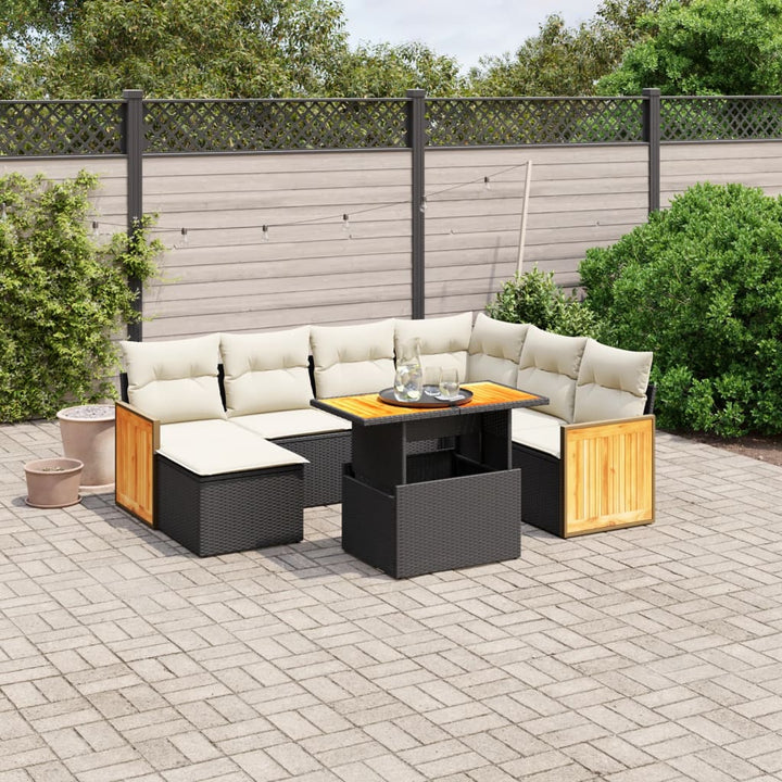 Set Mobilier De Grădină Cu Perne, 8 Piese, , Poliratan