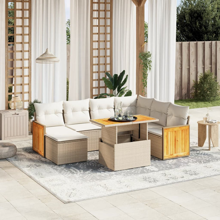Set Mobilier De Grădină Cu Perne, 8 Piese, , Poliratan