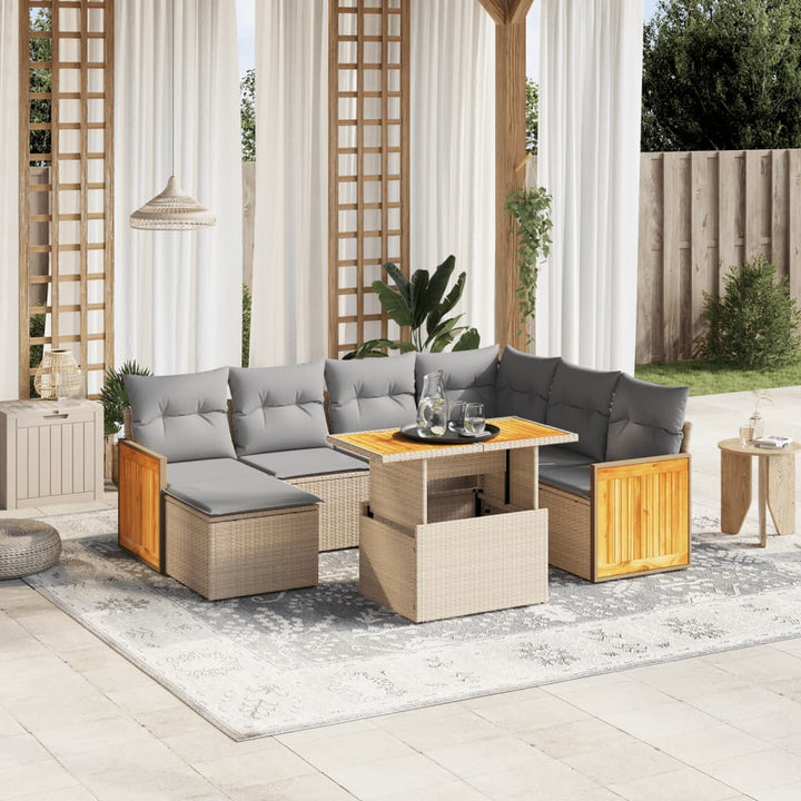 Set Mobilier De Grădină Cu Perne, 8 Piese, , Poliratan
