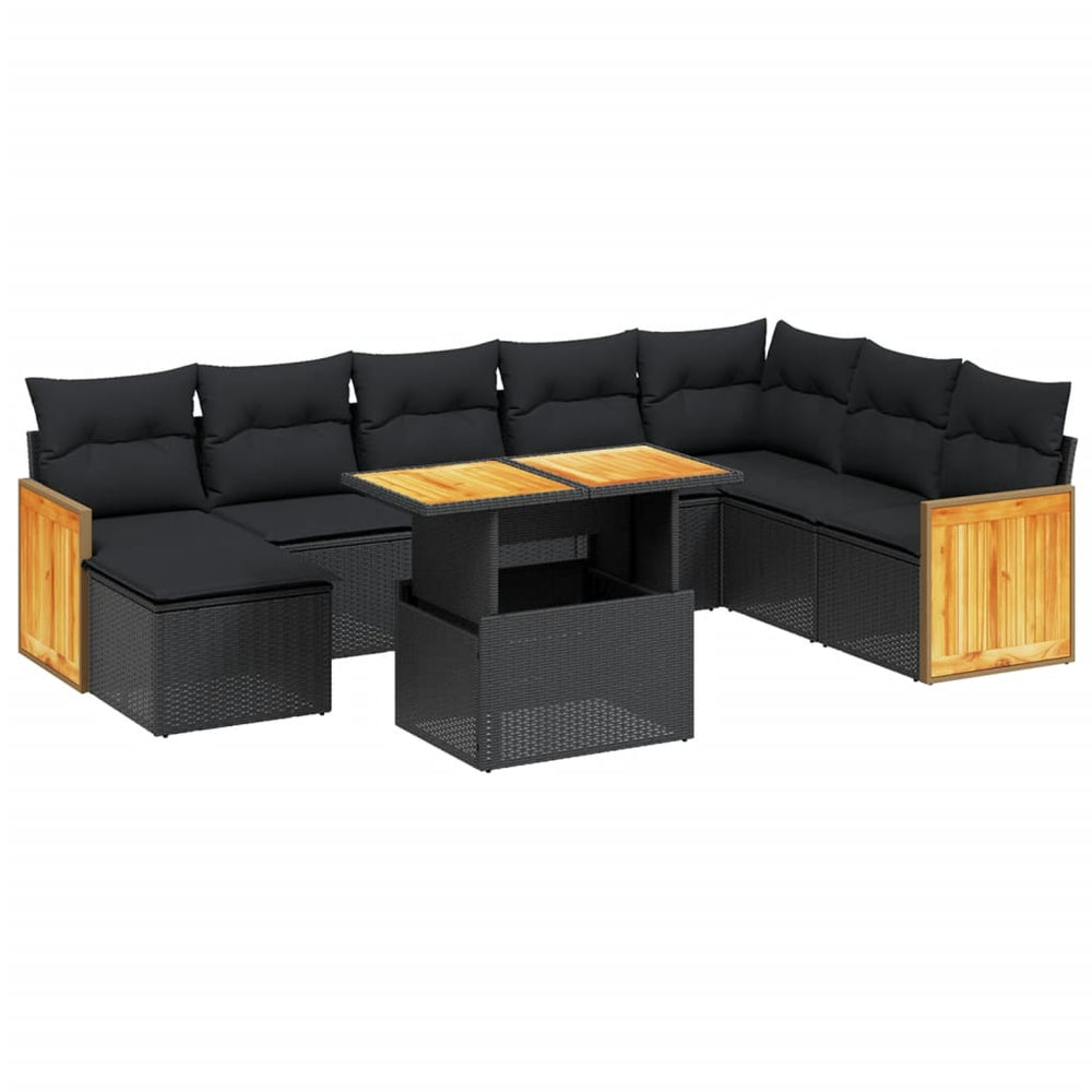Set Mobilier De Grădină Cu Perne, 9 Piese, , Poliratan