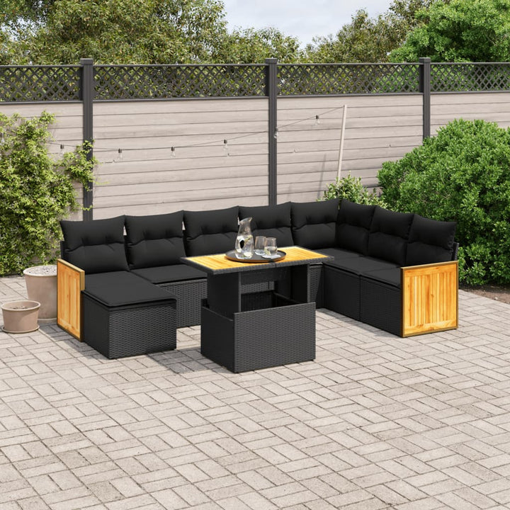 Set Mobilier De Grădină Cu Perne, 9 Piese, , Poliratan