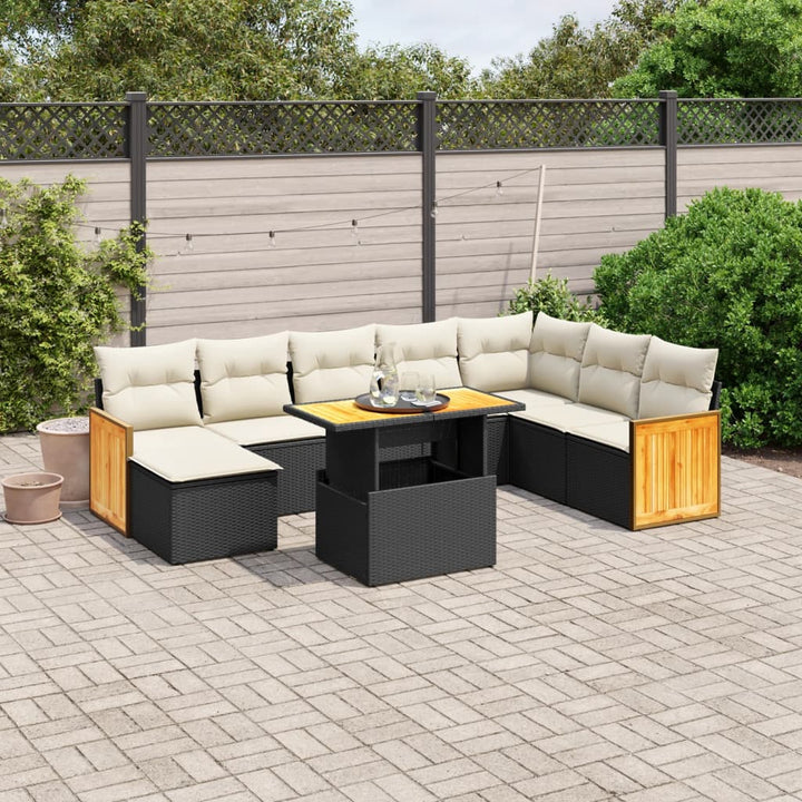 Set Mobilier De Grădină Cu Perne, 9 Piese, , Poliratan