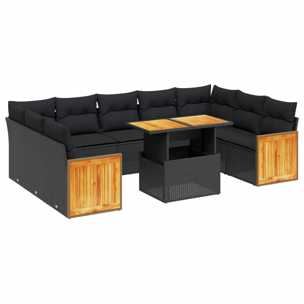 Set Canapele De Grădină Cu Perne, 10 Piese, , Poliratan
