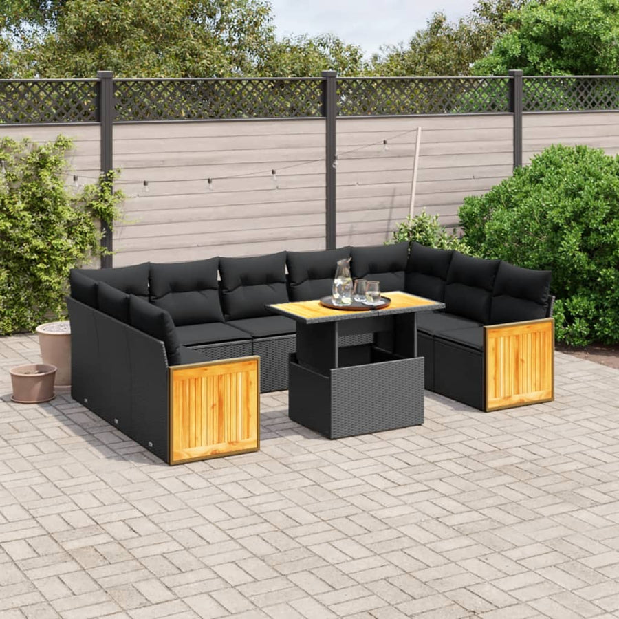 Set Canapele De Grădină Cu Perne, 10 Piese, , Poliratan