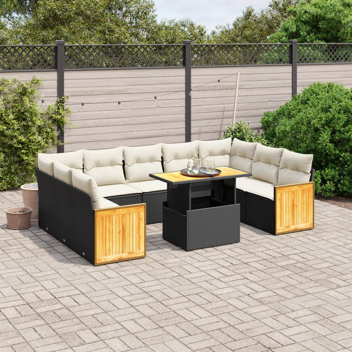 Set Canapele De Grădină Cu Perne, 10 Piese, , Poliratan