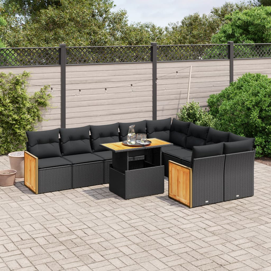Set Canapele De Grădină Cu Perne, 10 Piese, , Poliratan