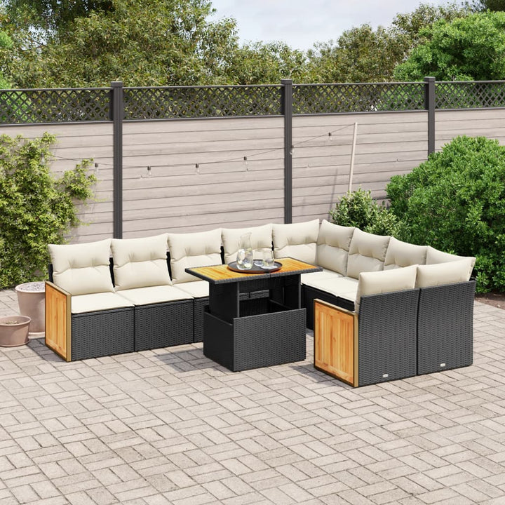 Set Canapele De Grădină Cu Perne, 10 Piese, , Poliratan