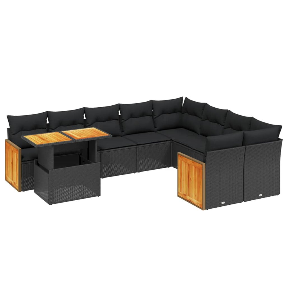 Set Canapele De Grădină Cu Perne, 10 Piese, , Poliratan