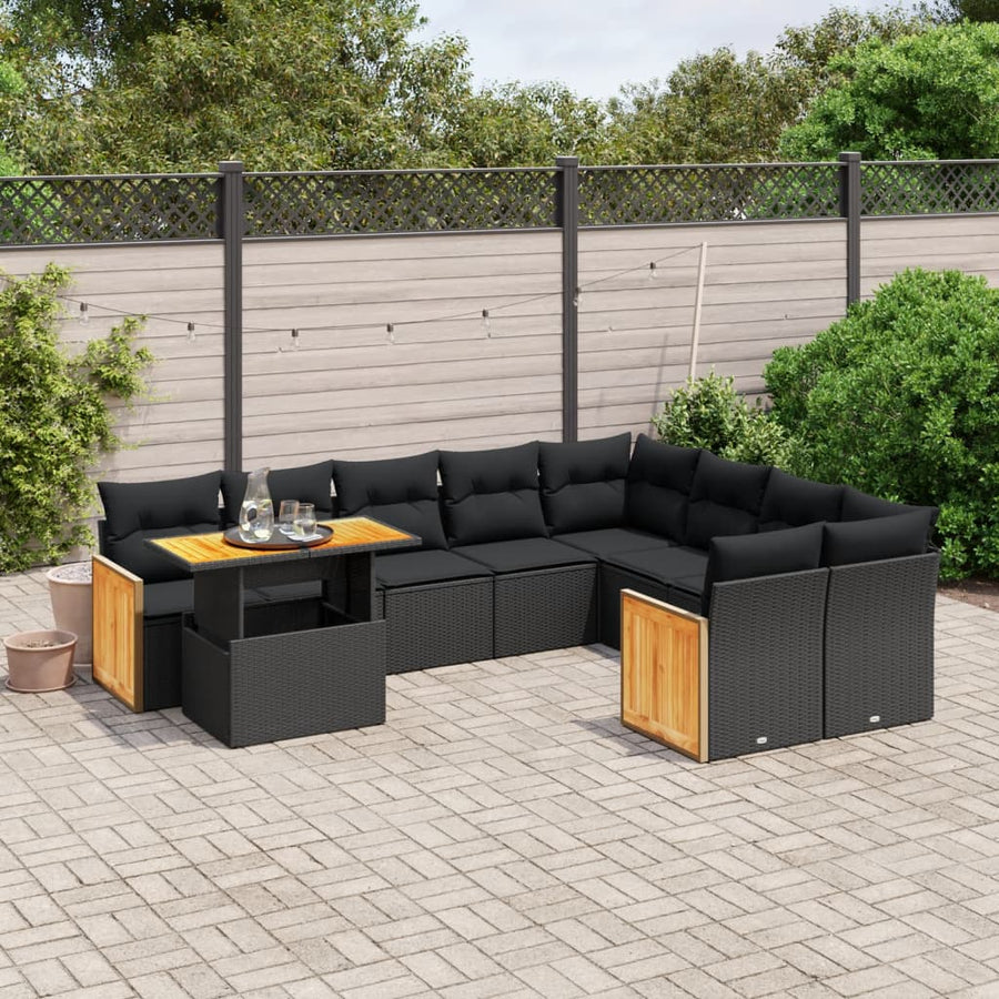 Set Canapele De Grădină Cu Perne, 10 Piese, , Poliratan
