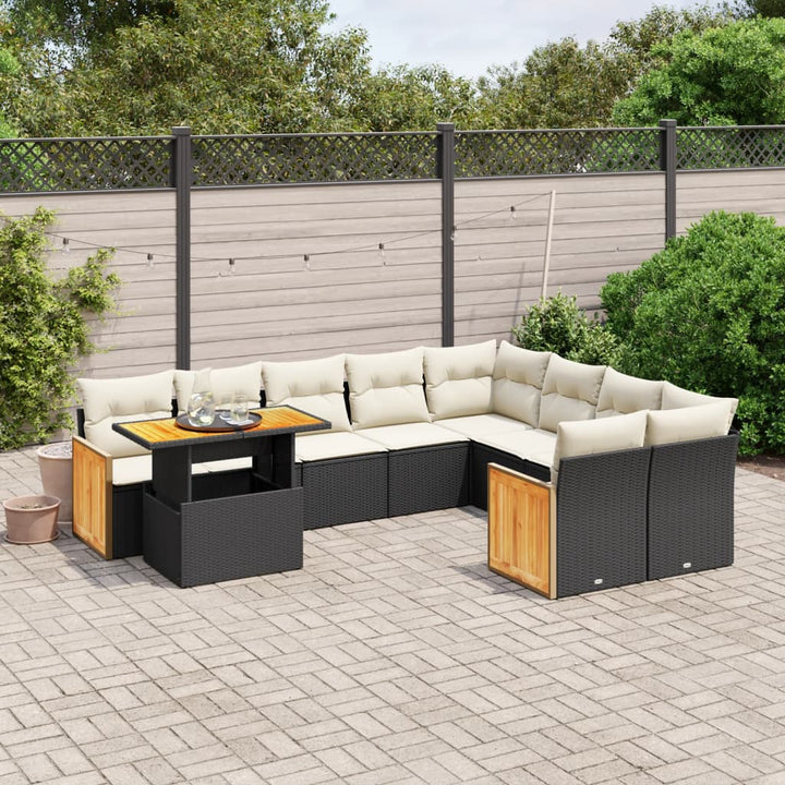 Set Canapele De Grădină Cu Perne, 10 Piese, , Poliratan
