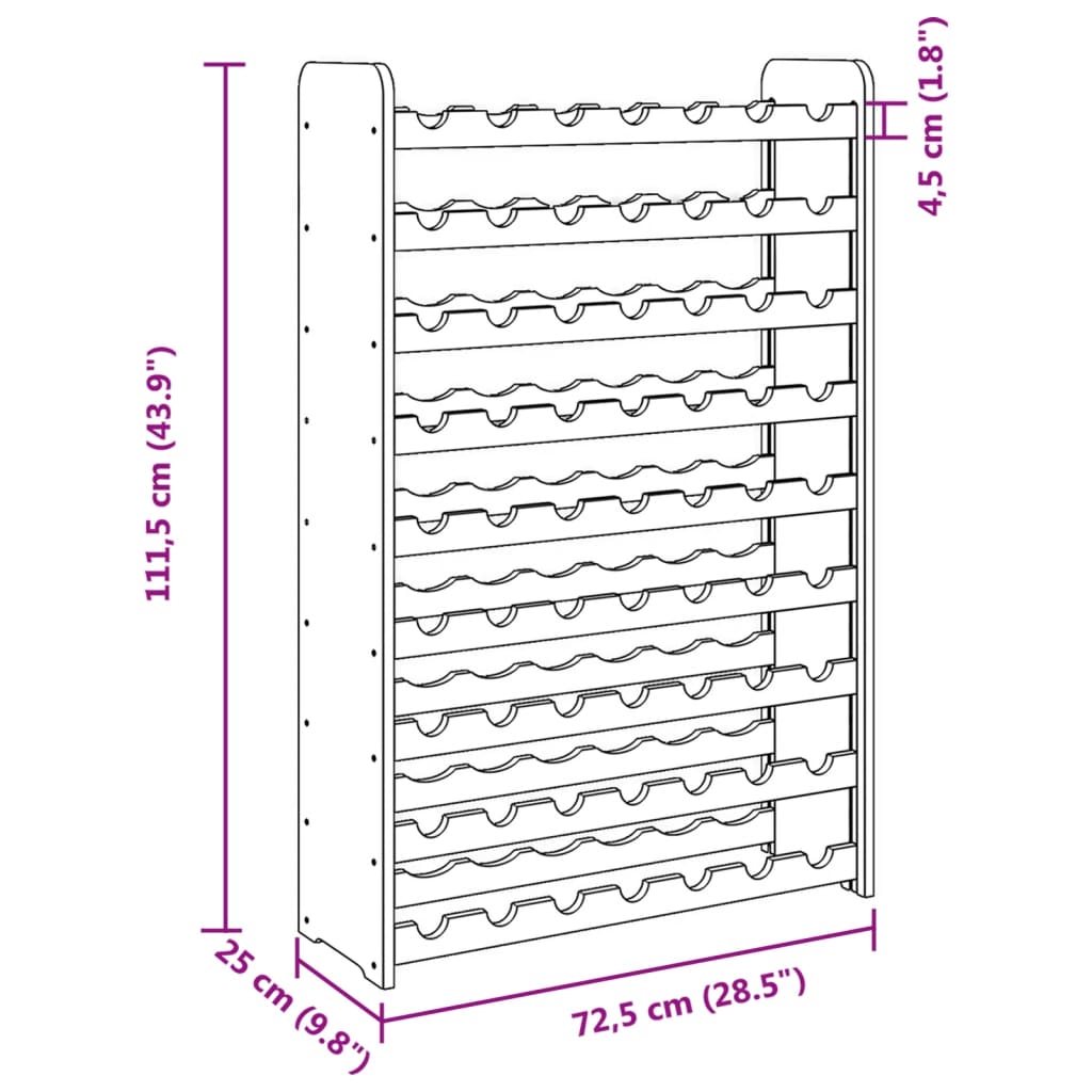 Suport De Vinuri, 72,5X25X111,5 Cm, Lemn Masiv De Pin