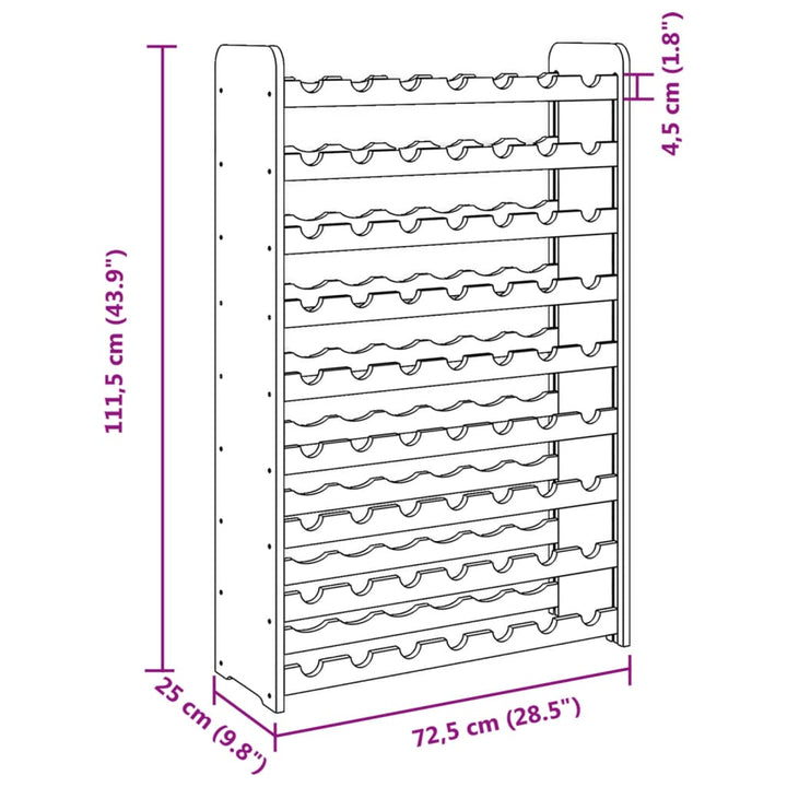 Suport De Vinuri, 72,5X25X111,5 Cm, Lemn Masiv De Pin
