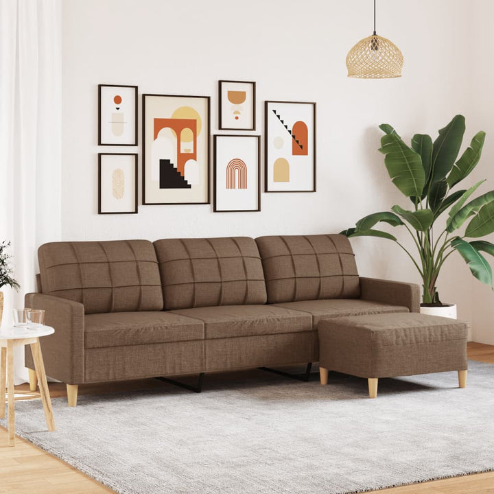 Canapea Cu 3 Locuri Cu Taburet, , , Material Textil