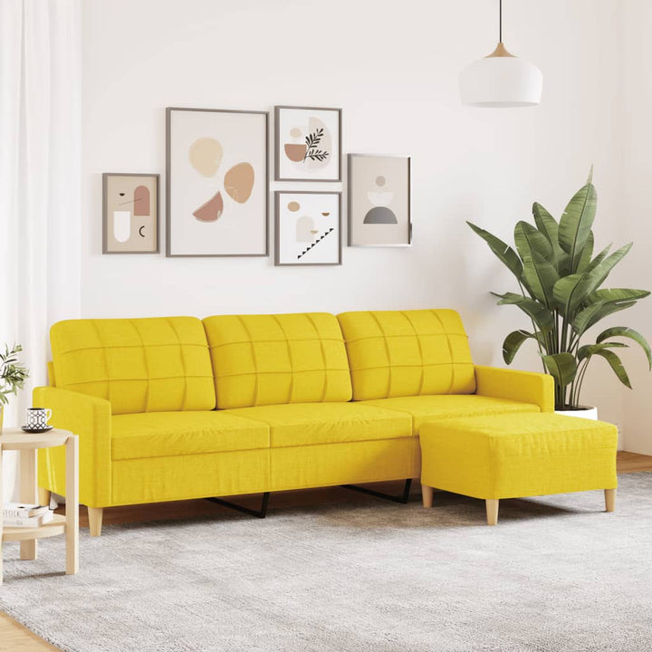 Canapea Cu 3 Locuri Cu Taburet, , , Material Textil