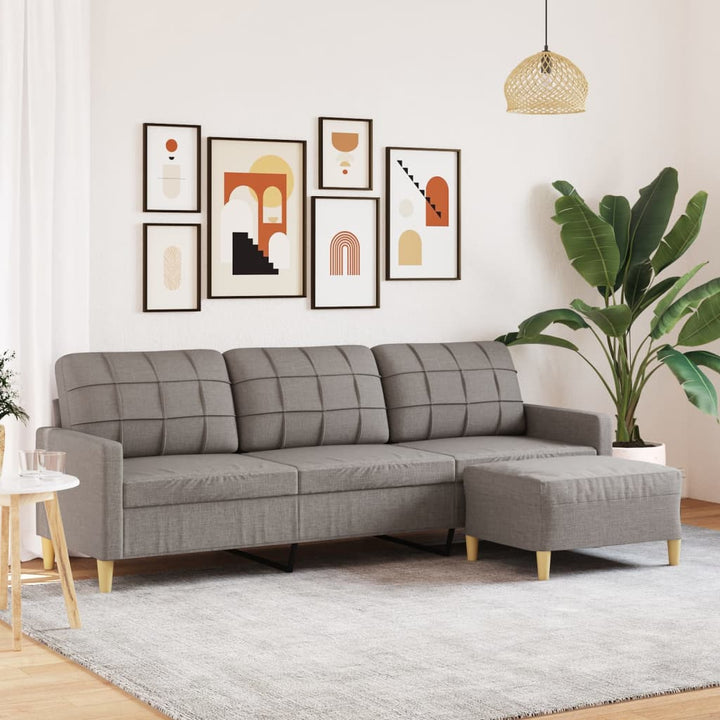 Canapea Cu 3 Locuri Cu Taburet, , , Material Textil