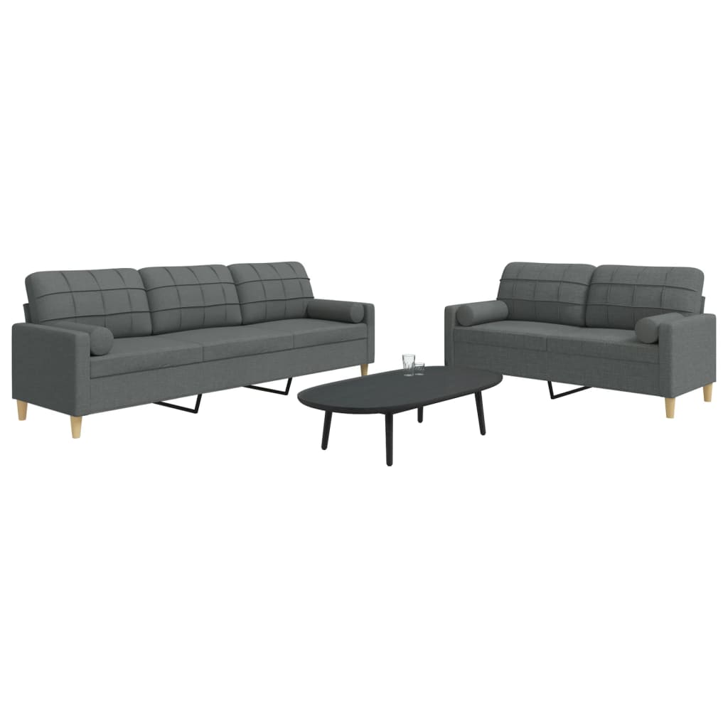 Set De Canapele Cu Perne Rulou, 2 Piese, , Textil