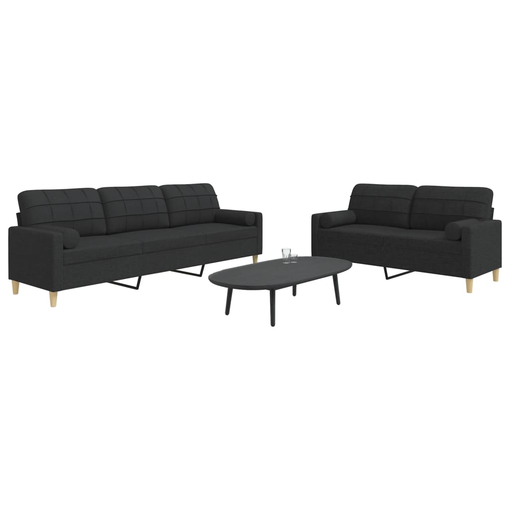 Set De Canapele Cu Perne Rulou, 2 Piese, , Textil