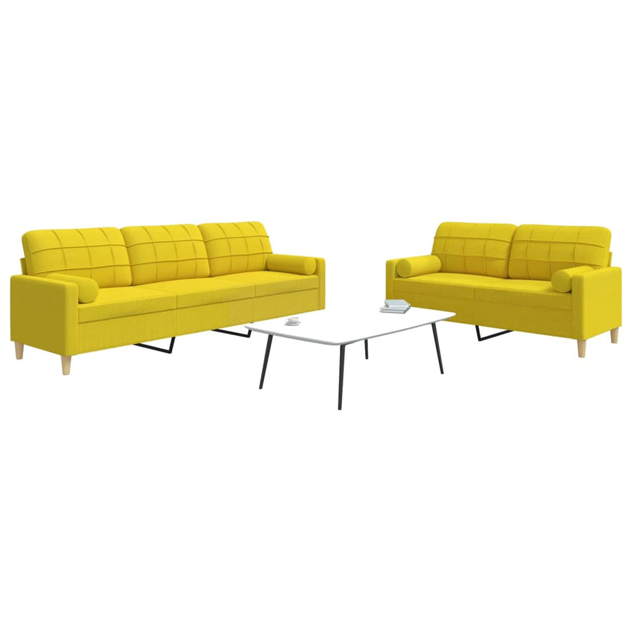 Set De Canapele Cu Perne Rulou, 2 Piese, , Textil
