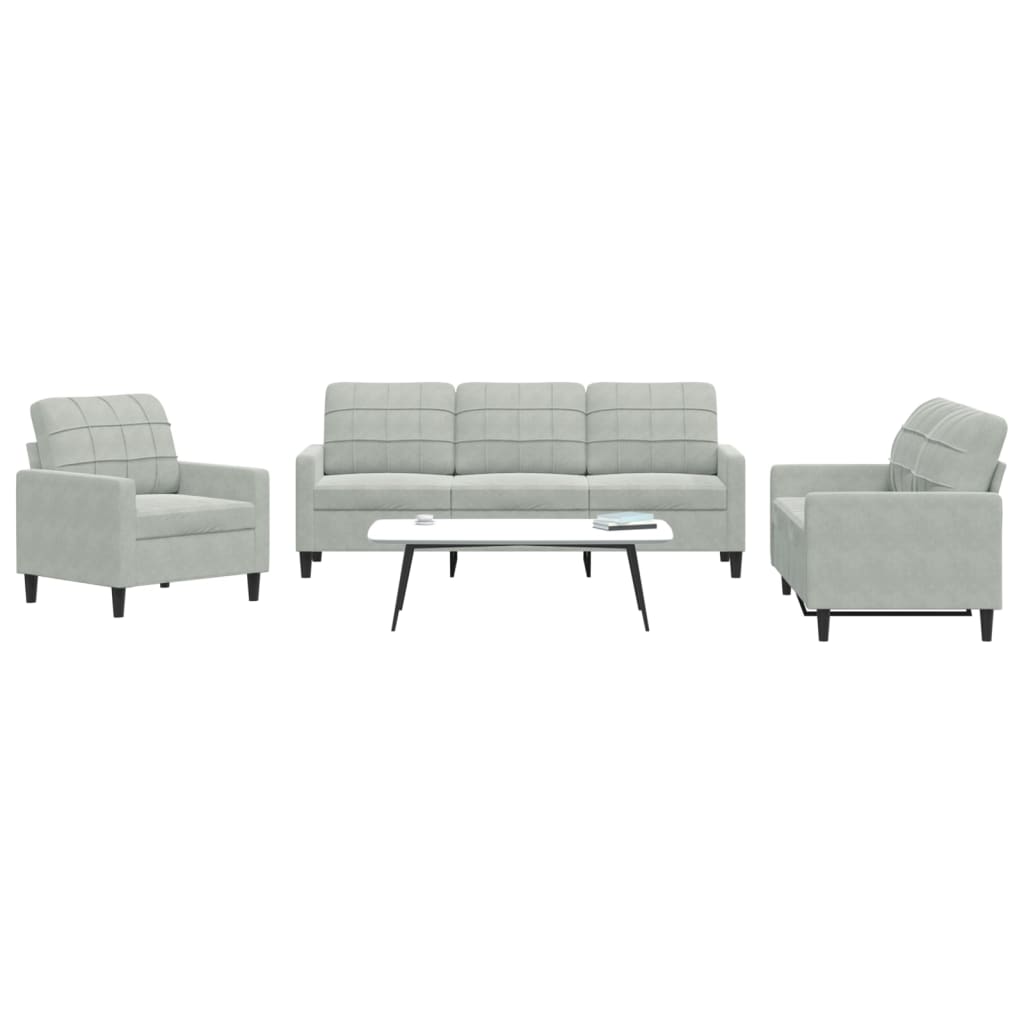 Set De Canapele Cu Perne, 3 Piese, , Catifea