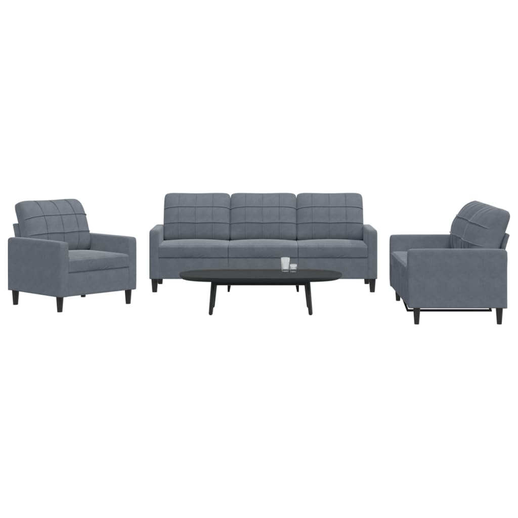 Set De Canapele Cu Perne, 3 Piese, , Catifea