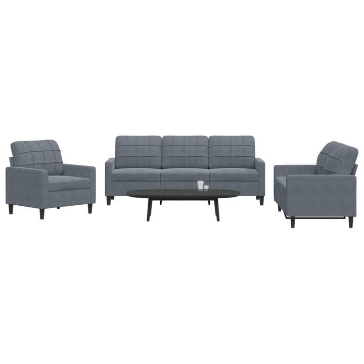 Set De Canapele Cu Perne, 3 Piese, , Catifea