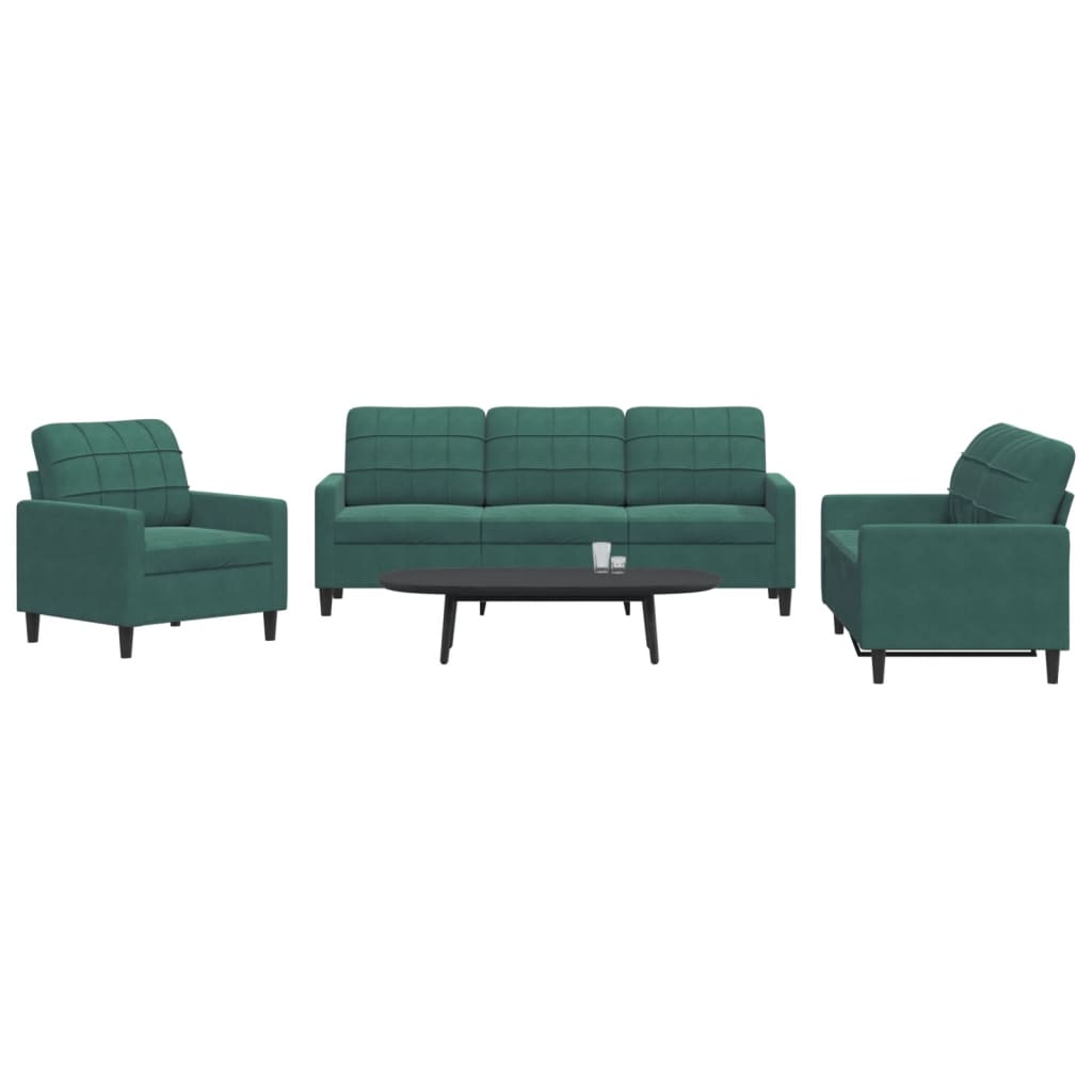 Set De Canapele Cu Perne, 3 Piese, , Catifea