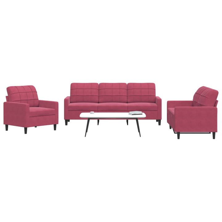Set De Canapele Cu Perne, 3 Piese, , Catifea