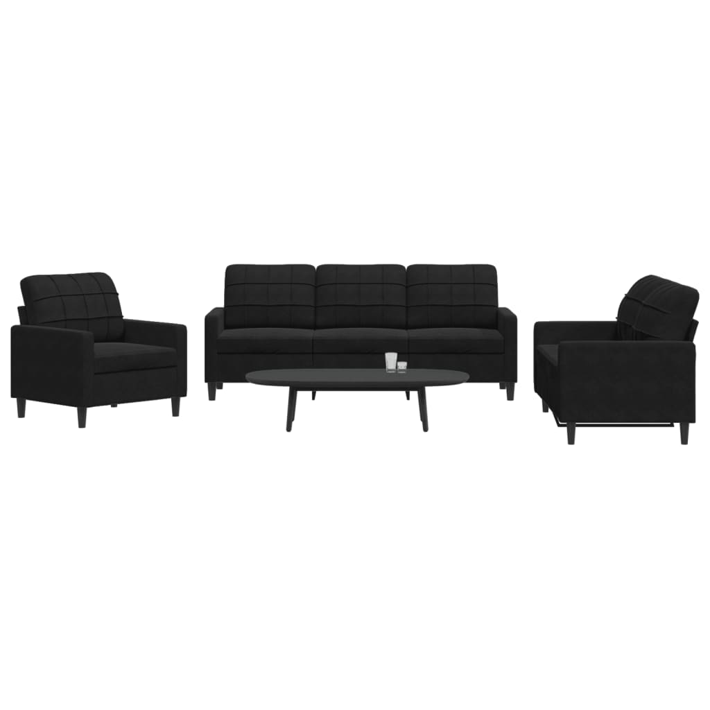 Set De Canapele Cu Perne, 3 Piese, , Catifea