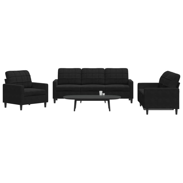 Set De Canapele Cu Perne, 3 Piese, , Catifea