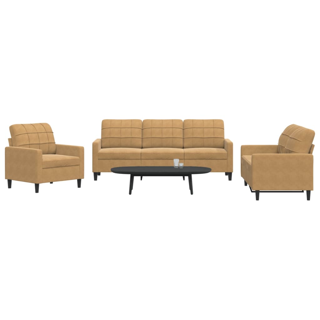 Set De Canapele Cu Perne, 3 Piese, , Catifea