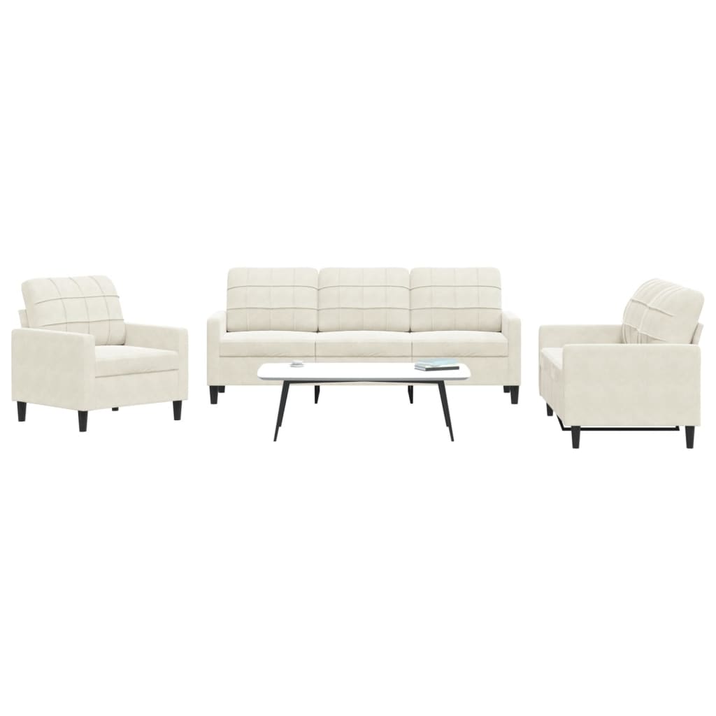 Set De Canapele Cu Perne, 3 Piese, , Catifea