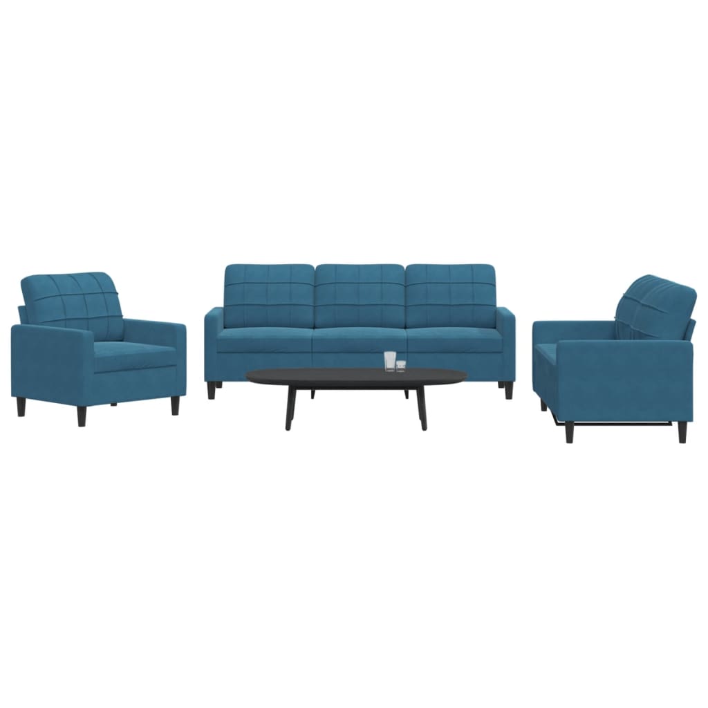 Set De Canapele Cu Perne, 3 Piese, , Catifea