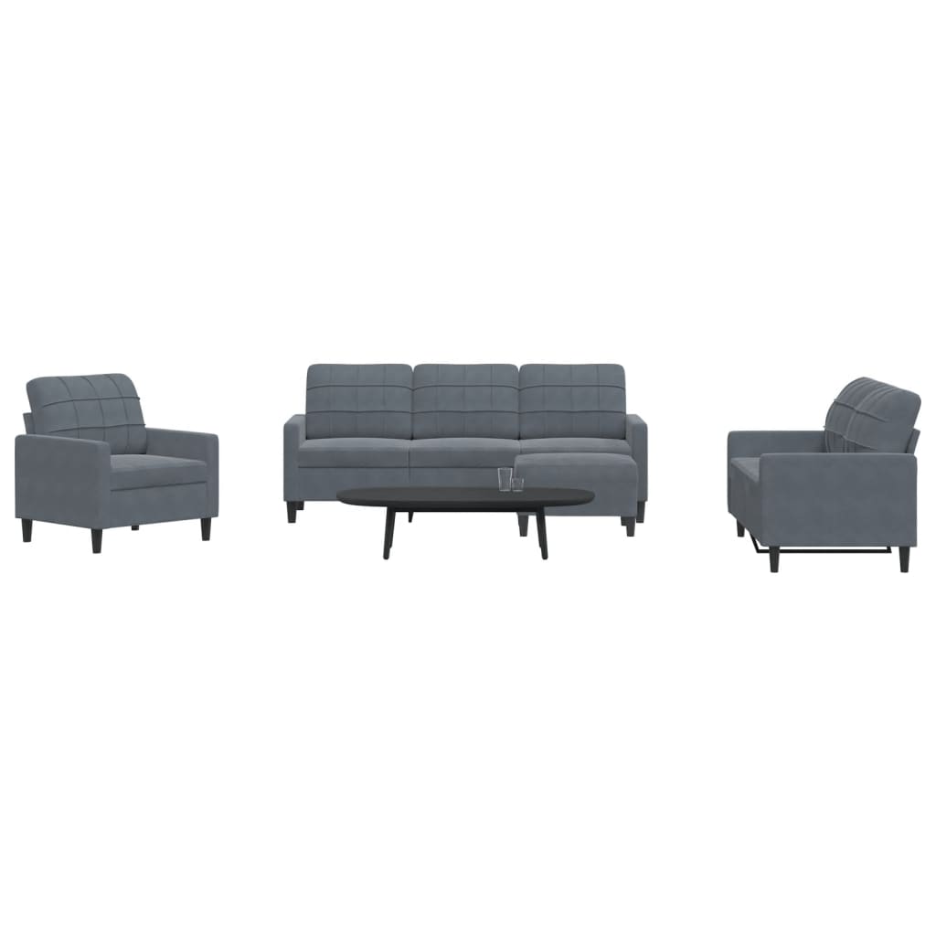 Set De Canapele Cu Perne, 3 Piese, , Catifea