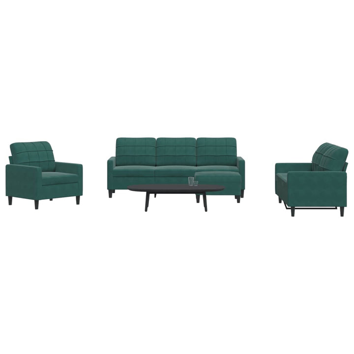 Set De Canapele Cu Perne, 3 Piese, , Catifea