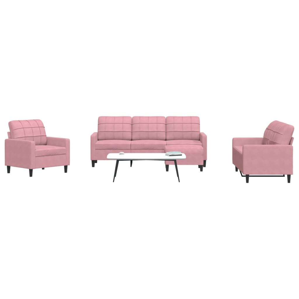 Set De Canapele Cu Perne, 3 Piese, , Catifea