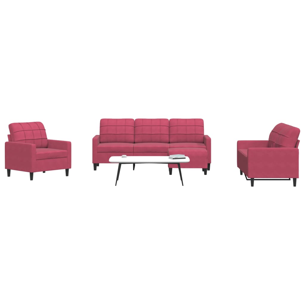 Set De Canapele Cu Perne, 3 Piese, , Catifea