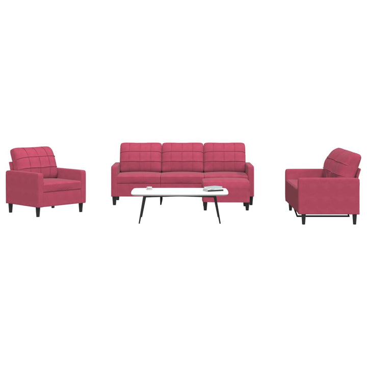 Set De Canapele Cu Perne, 3 Piese, , Catifea
