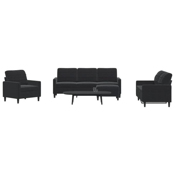 Set De Canapele Cu Perne, 3 Piese, , Catifea