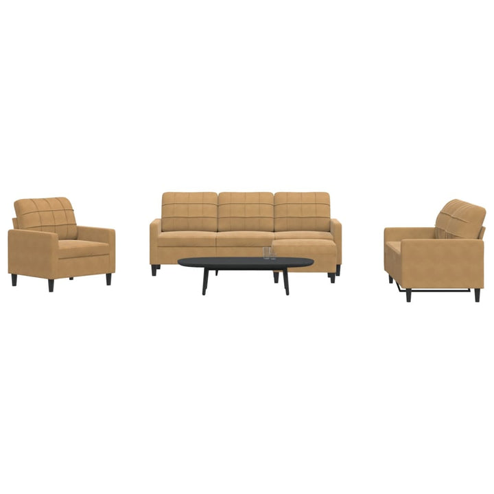 Set De Canapele Cu Perne, 3 Piese, , Catifea