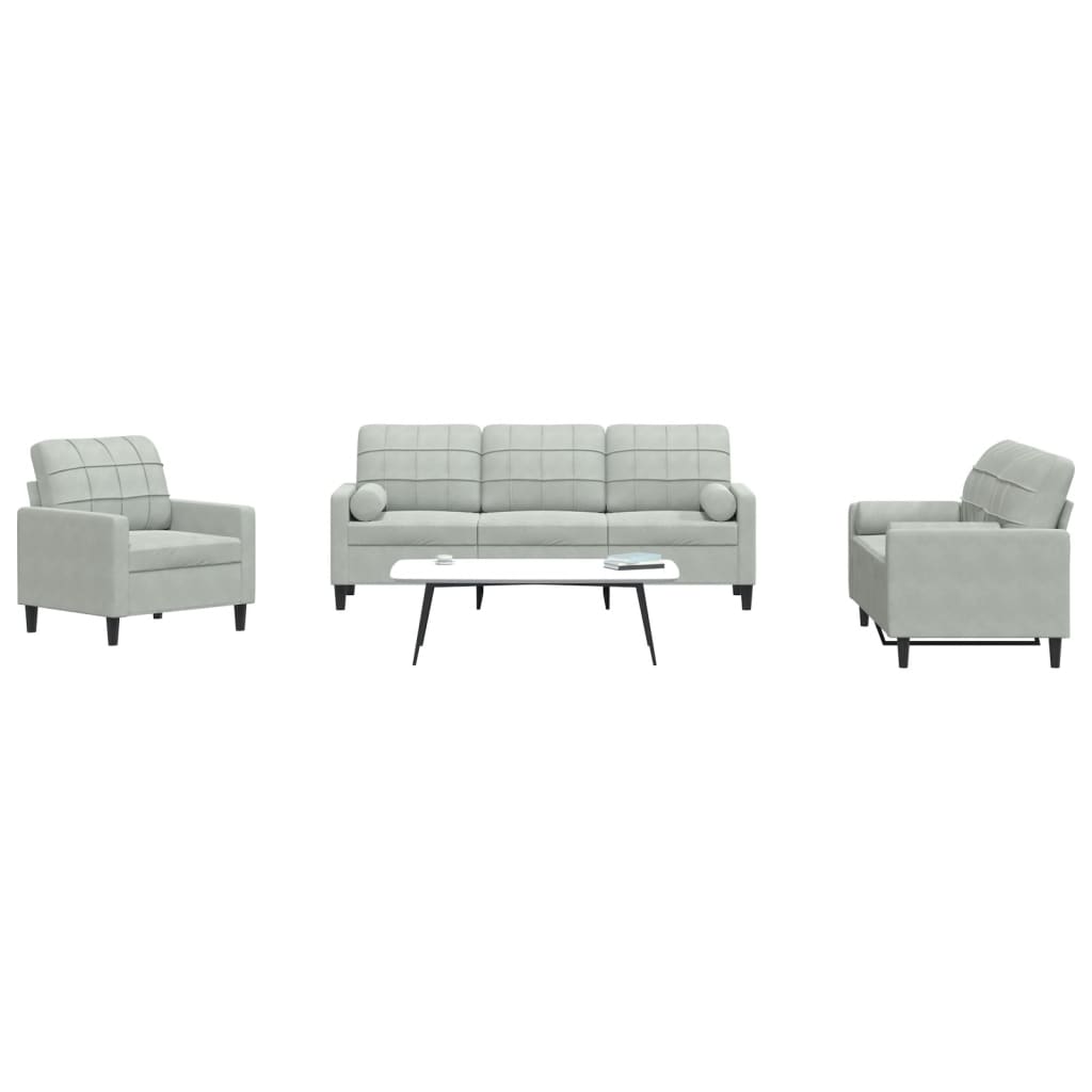 Set De Canapele Cu Perne, 3 Piese, , Catifea