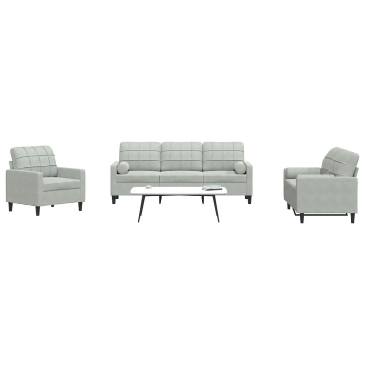 Set De Canapele Cu Perne, 3 Piese, , Catifea