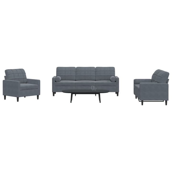 Set De Canapele Cu Perne, 3 Piese, , Catifea