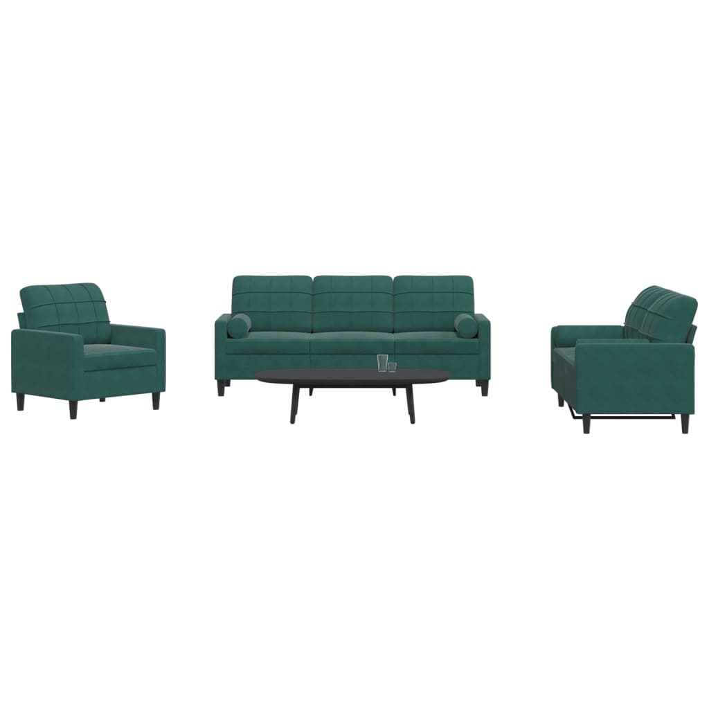 Set De Canapele Cu Perne, 3 Piese, , Catifea