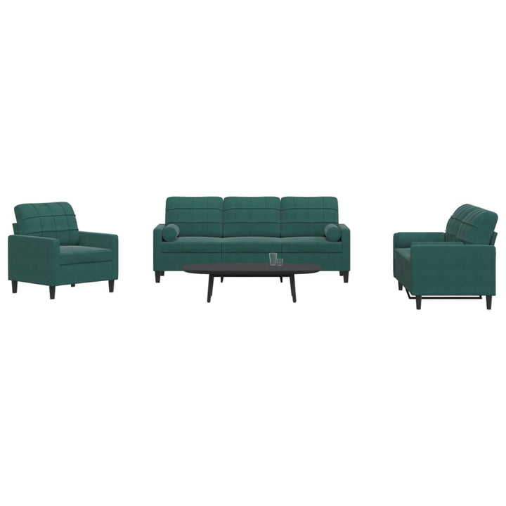 Set De Canapele Cu Perne, 3 Piese, , Catifea