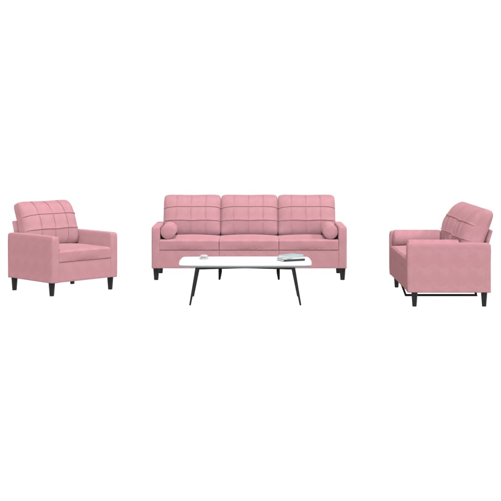 Set De Canapele Cu Perne, 3 Piese, , Catifea