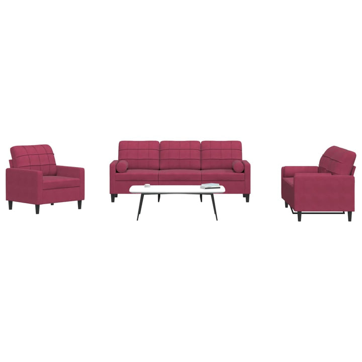 Set De Canapele Cu Perne, 3 Piese, , Catifea